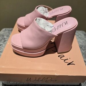 Wild Pair Pink Platform Slide Heels for Women